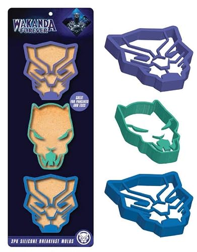 Wakanda Forever 3 Pack Silicone Breakfast Molds Great for Pancakes and Eggs