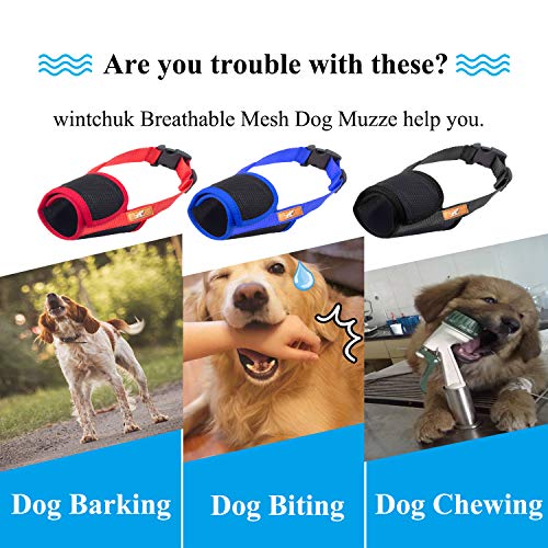 Dog Muzzle Breathable Mesh Mask Stop Biting, Barking and Chewing, Cover with Hook & Loop for Dogs, Adjustable (L,Red)
