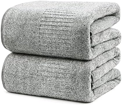 SEISSO Bath Sheets 2 Piece, Premium Jumbo Bamboo Fibre Bath Towel 90 x 160cm, Super Soft, Highly Absorbent and Quick Dry Bath Sheet, it is the best choice for Couple, Grey Pack of 2