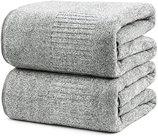 SEISSO Bath Sheets 2 Piece, Premium Jumbo Bamboo Fibre Bath Towel 90 x 160cm, Super Soft, Highly Absorbent and Quick Dry Bath Sheet, it is the best choice for Couple, Grey Pack of 2