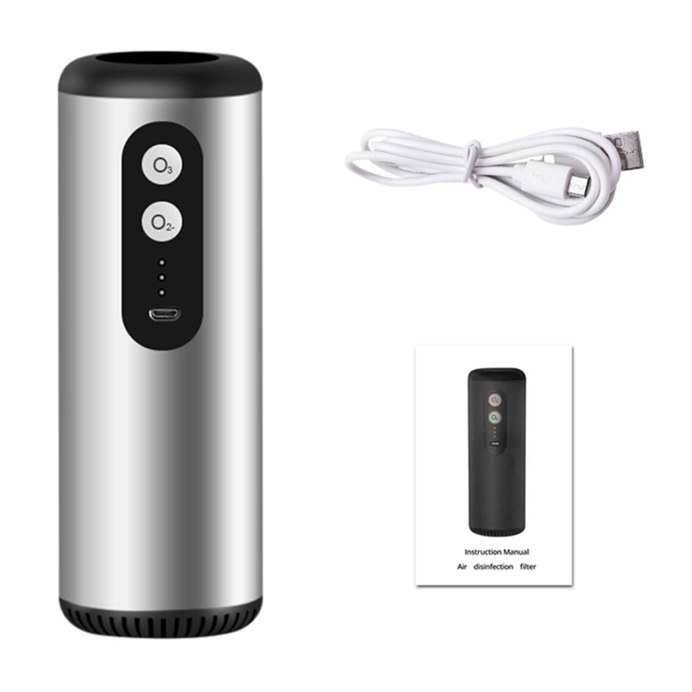 Purificateur d'air de voiture avec filtre HEPA et générateur d'ozone anionique argent