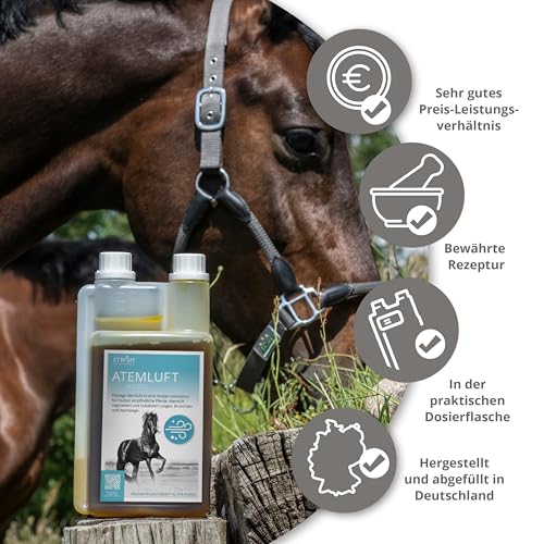 STRÖH ATEMLUFT (1l) • Hustensaft Pferd • Husten-Sirup zur Beruhigung der Atemwege bei Pferden • Husten Liquid