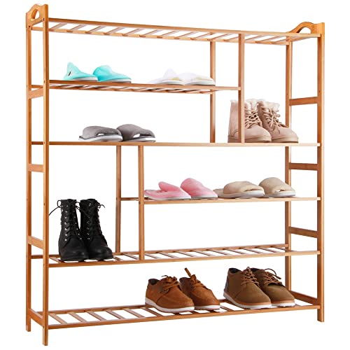 Étagère à chaussures pliable en bambou meuble de rangement 6 niveaux modulable - 6