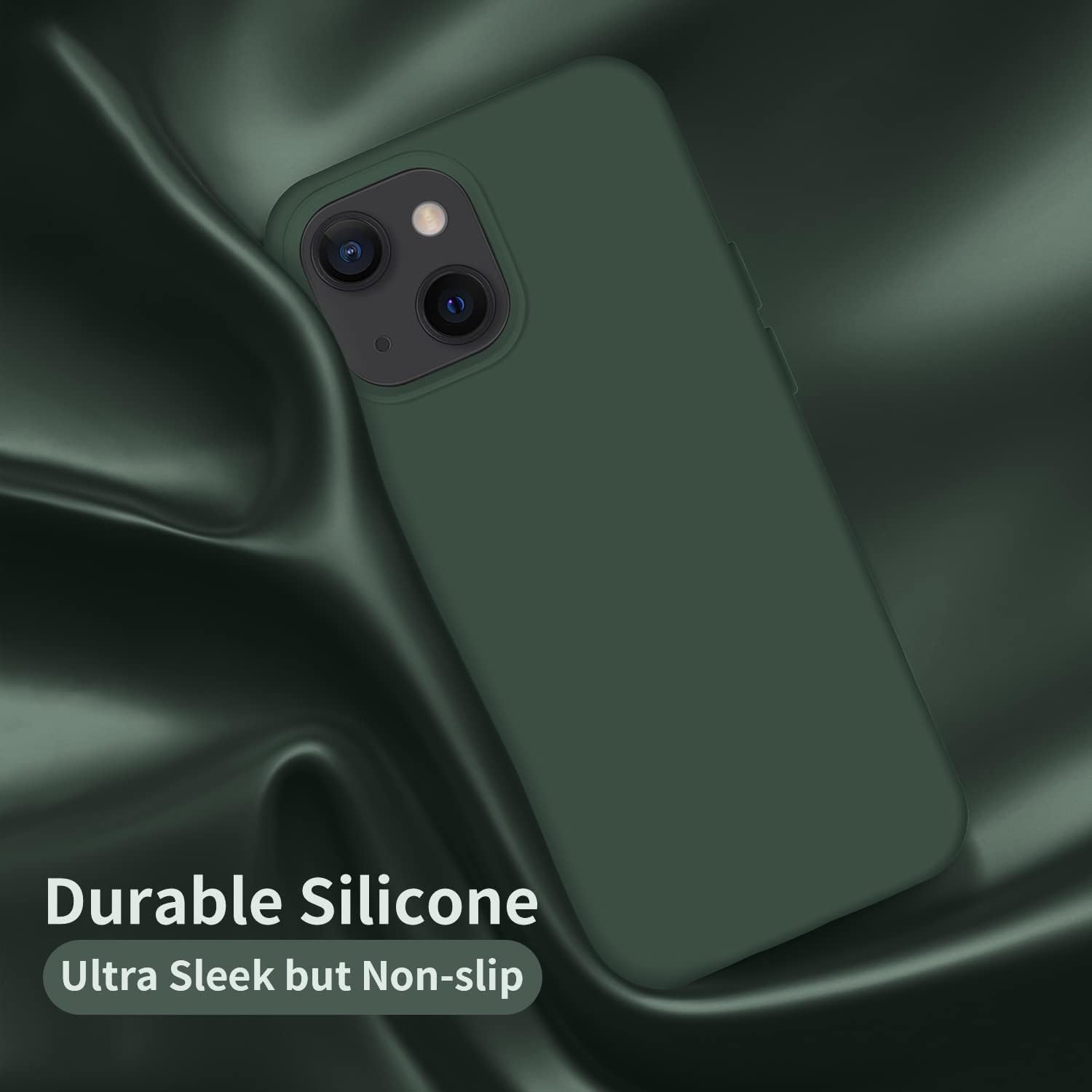Cordking Designed for iPhone 13 Case, Designed for iPhone 14 Case, Silicone Ultra Slim Shockproof Protective Phone Case with [Soft Anti-Scratch Microfiber Lining], 6.1 inch, Alpine Green | Silicone Ultra Slim Shockproof Protective Phone Case with [Soft Anti-Scratch Microfiber Lining], 6.1 inch