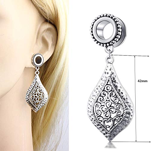 TIANCI FBYJS 8 Pairs Stainless Steel Ear Tunnels Earrings Plugs Dangle Gauges for Women Double Flare Piercing Stretcher Gauges Plugs kit 8mm 0g