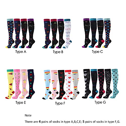 Moochy 4 pares de meias de compressão para homens e mulheres meias esportivas profissionais.