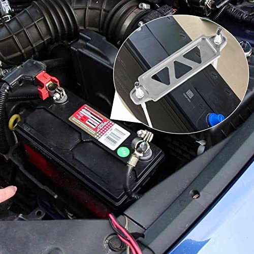 Htostar Racing Battery Hold Down Sets,Heavy Duty Aluminum Car Battery Tie Down Bracket Hold Lock Anodized (Silver,10 Inch Bolts) #TOP5