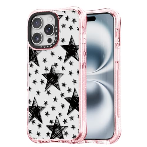 Rosarnnah for iPhone 15 Pro Case Aesthetic Pink, Drawing Star
