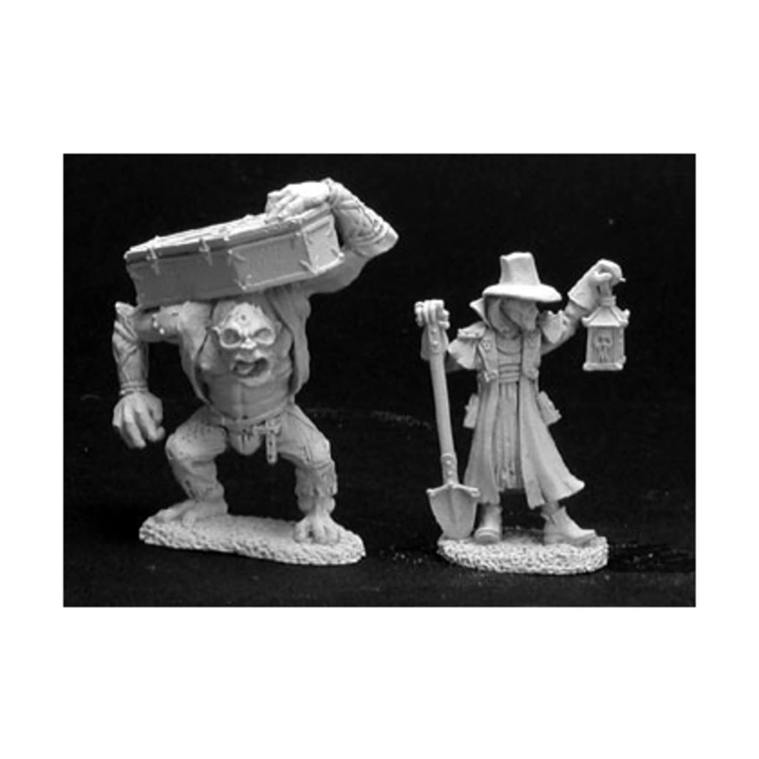 Dark Heaven Legends: Townsfolk VI - Undertaker & Henchman 25mm Fantasy Miniatures (Unpainted, Assembly Required)