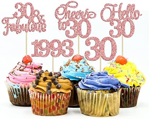 Gyufise 24Pcs Rose Gold Glitter Happy 10th Birthday Cupcake Toppers 10 Ten Hello 10 Double Dights Since 2013 Cupcake Picks for 10th Birthday Party Decorations
