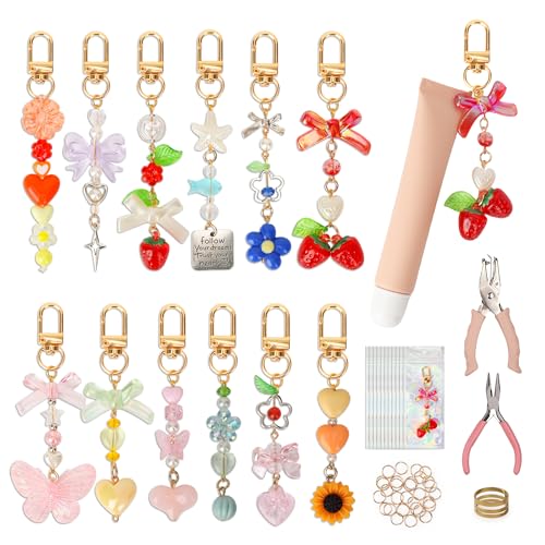Starry 12 Set Lip Gloss Keychain Making Kit for Women