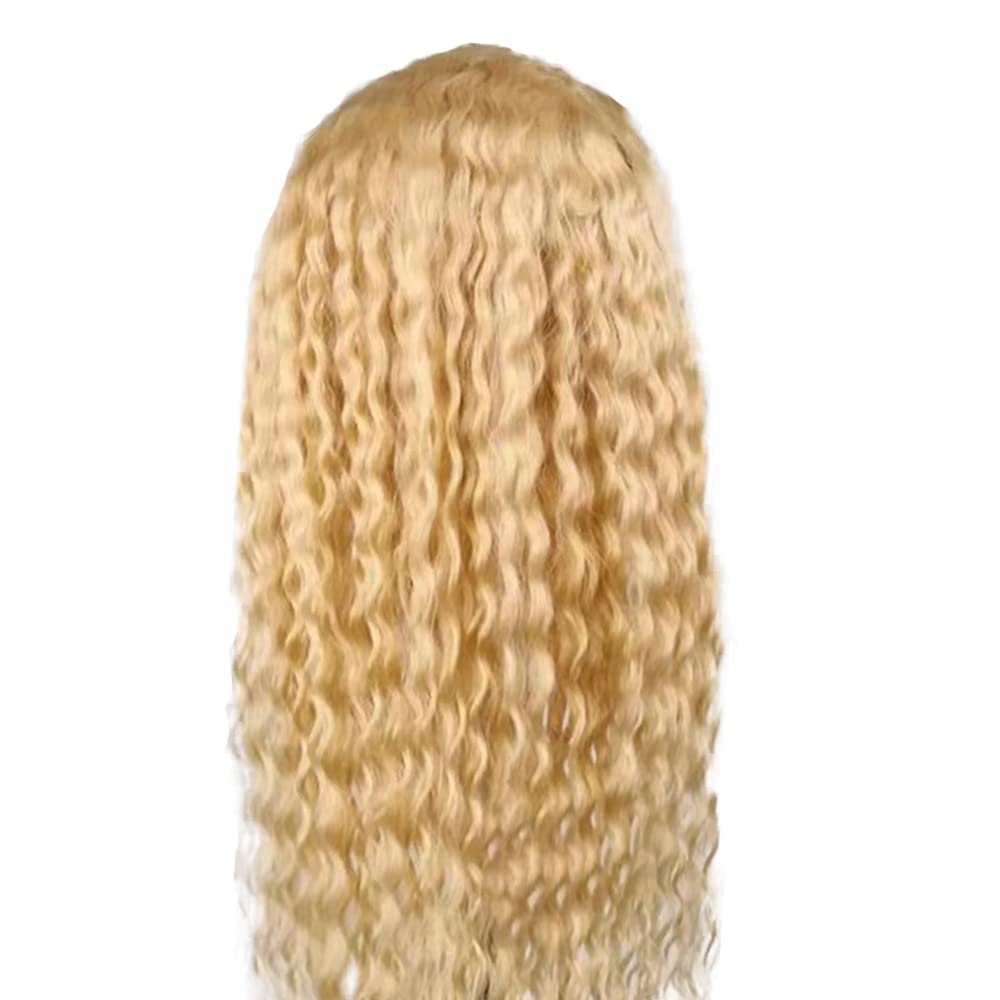 18 Inch #613 Blonde Headband Wigs Human Hair Deep Wave Wigs for Black Women Brazilian Virgin Hair Glueless None Lace Front Half Wig Wear and Go Blonde Headband Wigs Human Hair