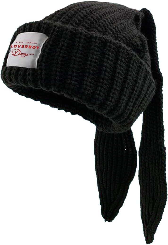 Cat Ear Beanie Cat Ear Hat Y2k Hat for Women Men Unisex Knit Beanies Soft Slouchy Warm Crochet Cap - Image 4