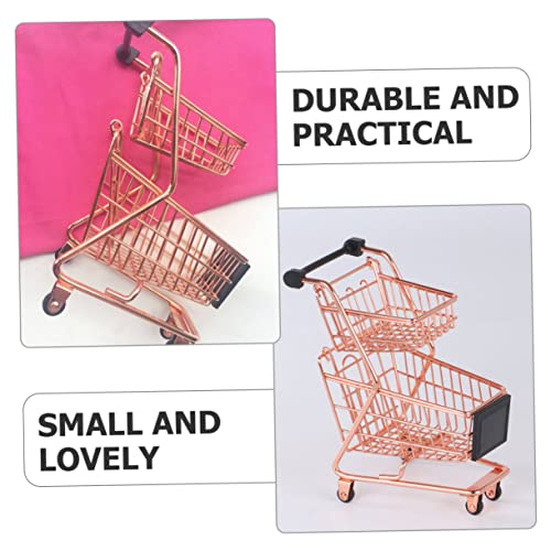 Toddmomy 2Pcs Hand Rack Pretend Decoration Tiny Sponge Home Shopping Storage Utility Toy Handcart Beauty Small Table Grocery Rose Decor Desktop Supermarket Accessory Miniatures Cart Mode #TOP1