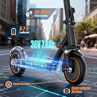 TODIMART E Scooter Roller T6 emit Doppelfederungssystem und App-Steuerung, Reichweite von 30–35 Km, einen 280.8 Wh Akku und ist EIN Faltbarer Elektroroller mit Pannensicheren Wabenreifen. – Ansicht 2
