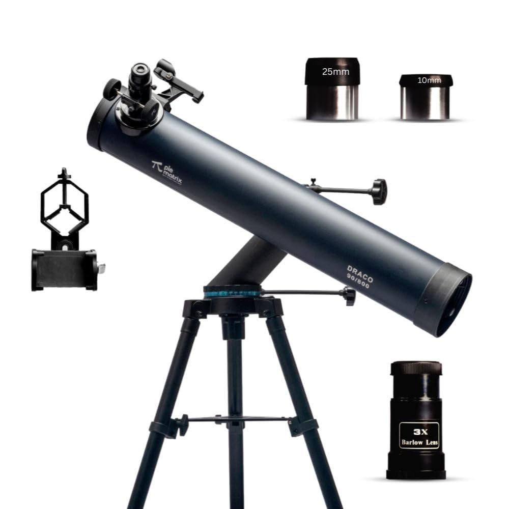 Pie Matrix Draco 90800 Reflector Telescope – 90mm Aperture, 800mm Focal, Equatorial Mount, Smartphone Adapter, Tripod – High-Power Telescope for Beginners & Intermediate Stargazers-picture-10