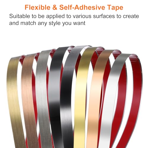 QUARKZMAN 16,4 ft x 0,98 Wandverkleidung zum Aufkleben und Anbringen von Rahmen, selbstklebende Edelstahlleiste mit gebürstetem Finish für Wand, Decke, Schrank, Fliesenkante, Silber