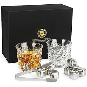 Whiskey Gifts for Men Dad, Kollea Whiskey Glasses Set with 8 Reusable Whiskey Stones, Drinking Gifts for Boyfriend Him…