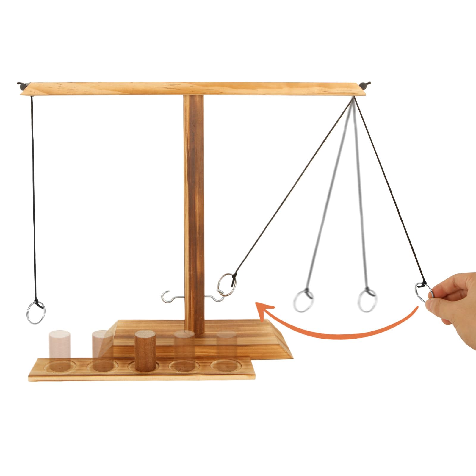 AKOLAFE Hook and Ring Toss Game 30CM Wooden Ring Toss Games with Shot Ladder Bundle for Adults Handmade Black Hook Games for Family and Party - Image 4