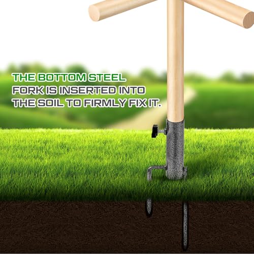 Image of Colingmill Chicken Perch Toy for Coop 16.54 x 17.72 Inch Wooden Chicken Perch Stand with Metal Ground Plug Chicken Coop Accessories Outdoor Poultry Playground Toys or Poultry Rooster Large Bird Parrot