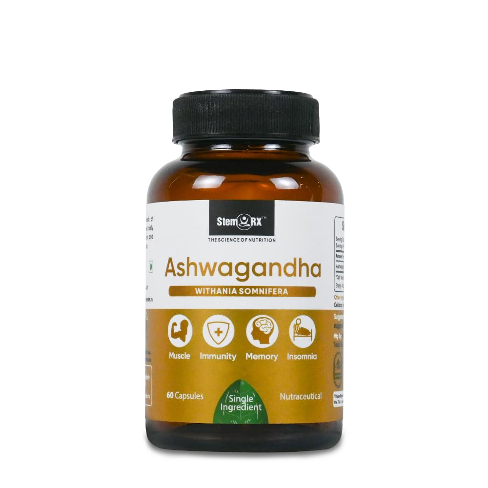 StemRx Biosciences Ashwagandha 500mg Supplements | Immunity Booster Supplements for Men & Women | Memory Booster | Stress Relief | Immunity Multivitamin | Pack of 60 Veg Capsules (B09CV1MMVV) Amazon Price History, Amazon Price Tracker