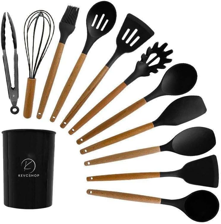 Miniatura 7 de Juego de utensilios de cocina de silicona de lujo de 12 piezas con utensilios de cocina duraderos, resistentes al calor, antiadherentes, incluye