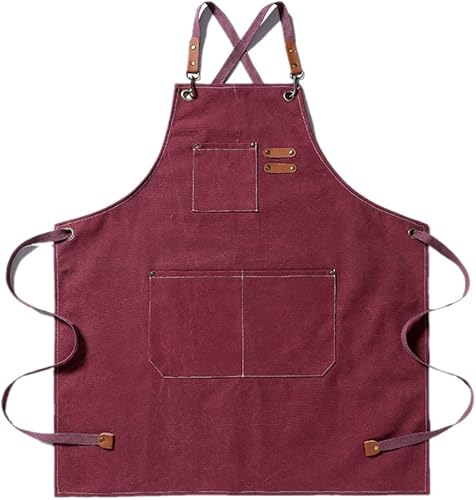 Delantal de chef de algodón para hombres y mujeres, delantal de trabajo de lona con espalda cruzada, delantal de cocina para hornear, delantales de