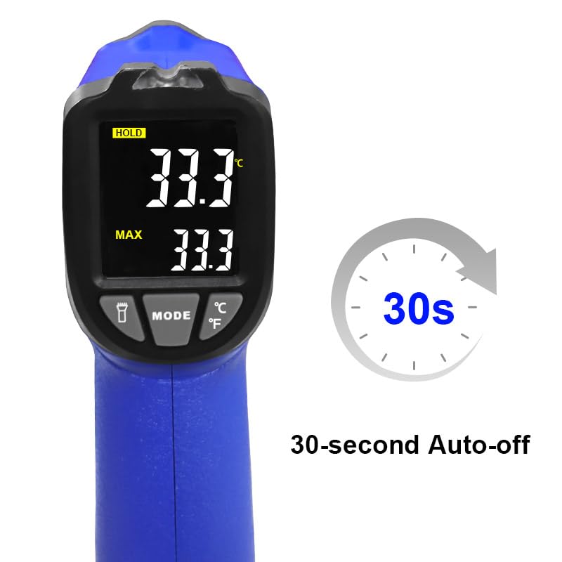Termometro a infrarossi con sonda K -50°C ~ 580°C Misuratore di temperatura IR Termometro laser digitale senza contatto con funzione di allarme Emissività regolabile