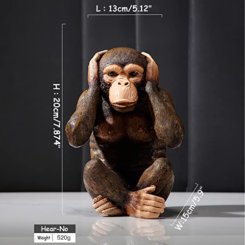 Tciuxyq 3 Wise Monkeys Statue Hear-No, See-No, Speak-No Evil Three Truths Of Abstract Art Monkeys Figurine Brown 7.8" Resin Modern Home Decorative Ornaments,Men Office Desk Decor Gifts,Resin #TOP5