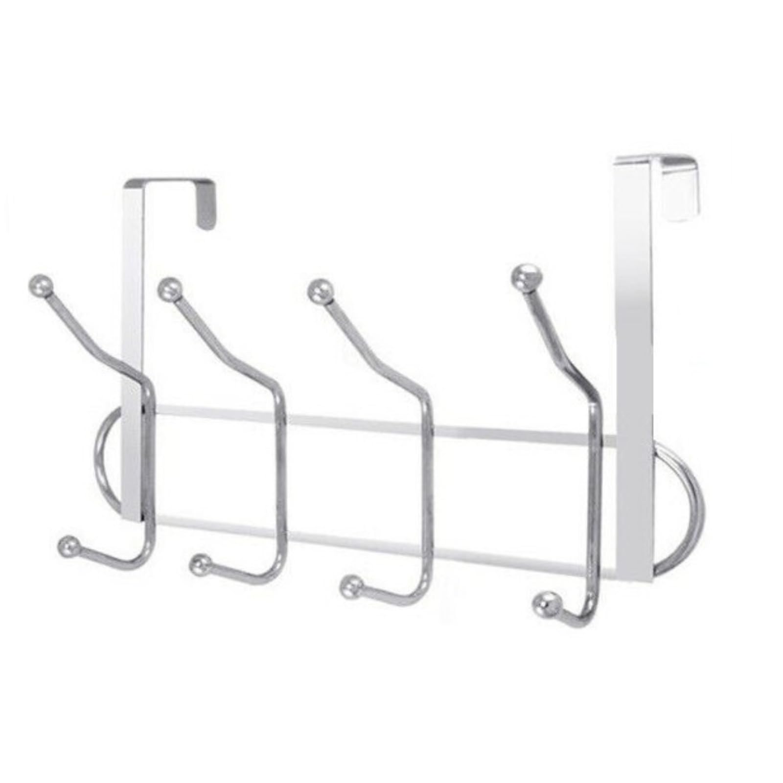Ntek Silver Over The Door Hanger | Chrome Coat Hooks For Door | Over Door Coat Hooks | Over Door Hanger | Towel Rail Coat Rack Hanger | Door Hangers For Bedrooms (8 Hooks)