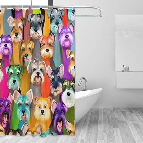 Rideau de douche schnauzer polyester imperméable avec bouton-pression