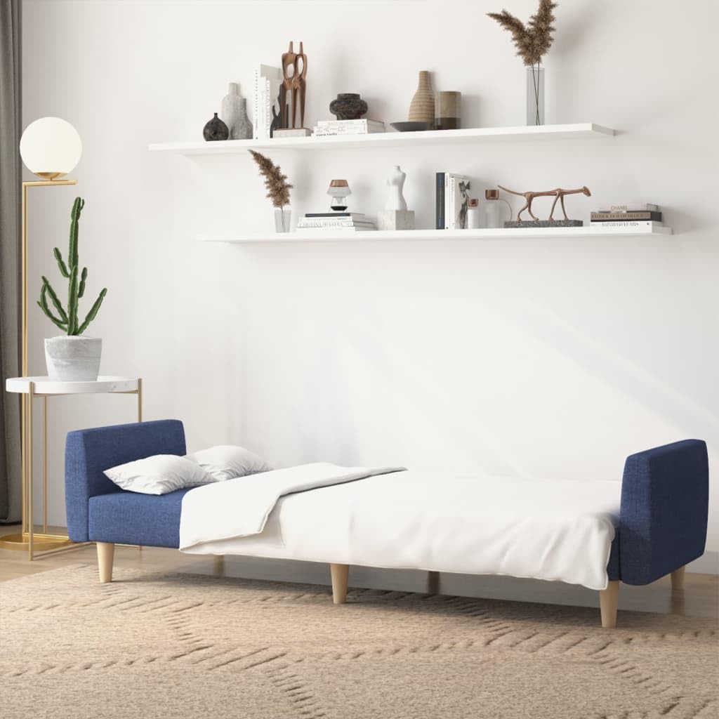 Sofá cama de 2 plazas, color azul, 220 x 100 cm, estructura de madera, fácilmente extensible como cama de 110 kg, diseño moderno para salón, habitación juvenil, oficina