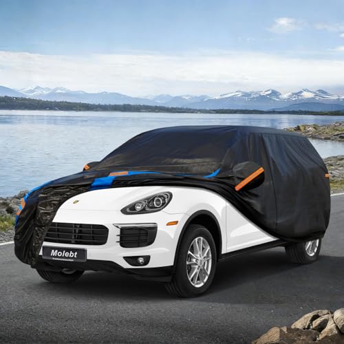 Image of Custom Fit SUV Car Cover for Porsche Cayenne (2002-2026), Upgraded Waterproof All Weather Outdoor Auto Cover with Driver Door Zipper & Mirror Pockets, UV /Snow /Dust Protection
