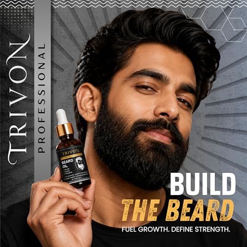 Image of Trivon Professional Beard Oil with Almond Oil, Jojoba Oil & Tea Tree, Smooth, Nourish, Strengthen, 30ml