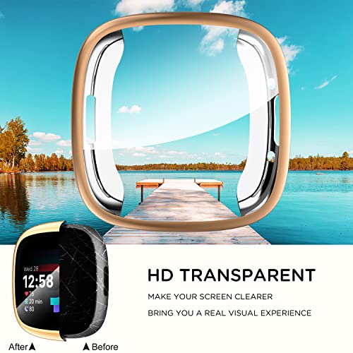 Diruite 4-Stück Schutzfolie für Fitbit Versa 4/Sense 2 Schutzhülle, HD Stoßfestes Weiche TPU Cover Vollschutz Display Schutz Hülle für Fitbit Versa 4/Sense 2 Schutz Case