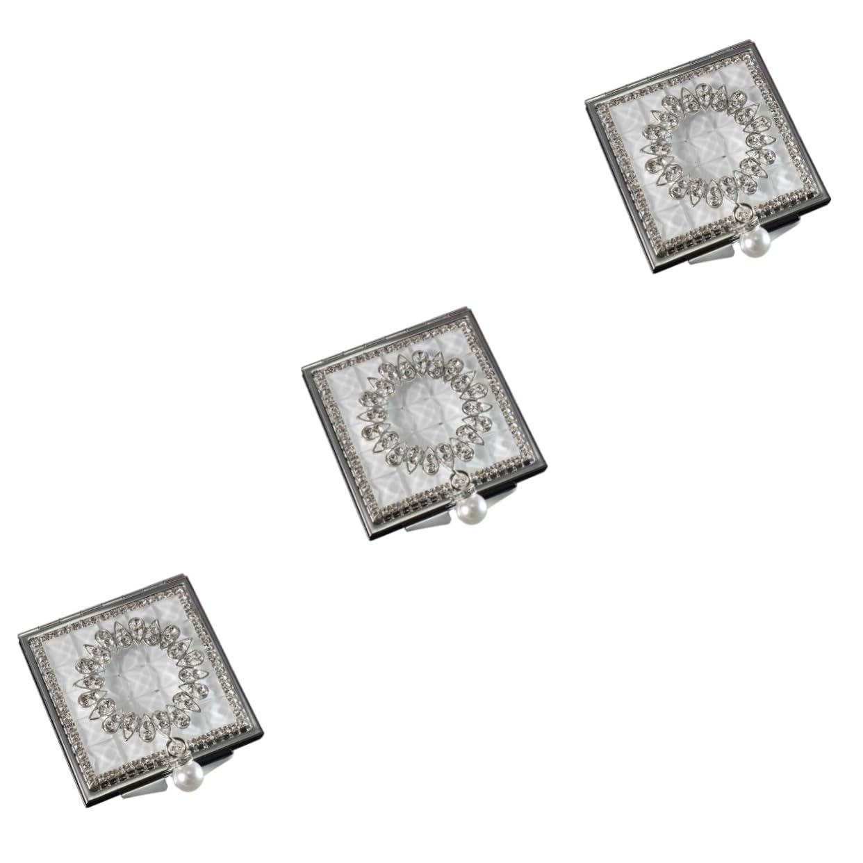 Beaupretty 3 Piezas Espejo De Tocador Plegable Espejo De Bolsillo Portátil Espejo De Maquillaje De Aumento Oro Lente De Cristal De Alta Definición Bulto Espejo De Belleza Mujer
