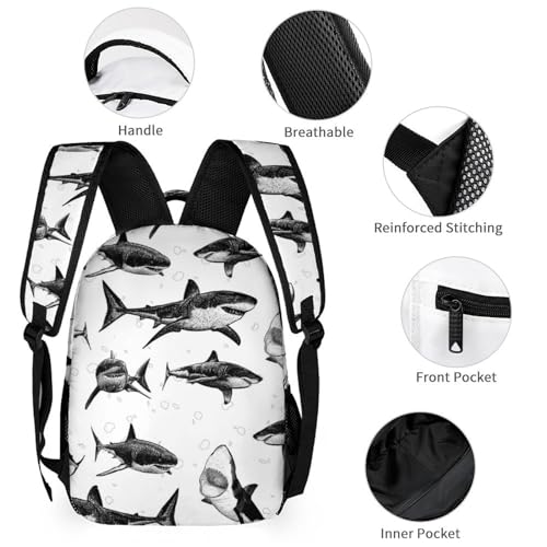 Shark Backpack with Lunch Box & Pencil Case for Kids Girls Boys School, 16 Inch Cute Sharks Bookbag, School Backpack for Students Children, Lightweight, Large Capacity3