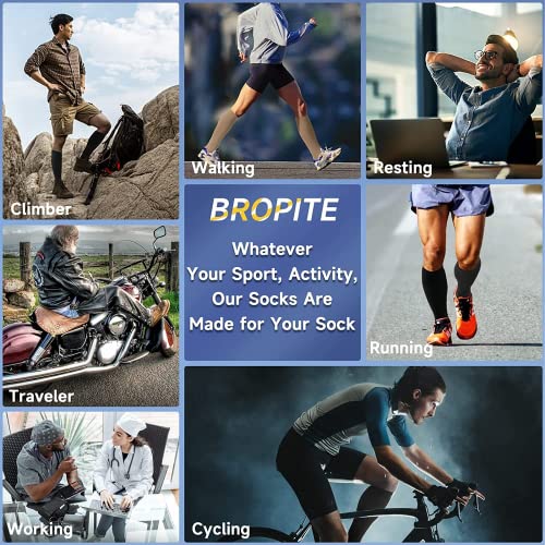 Image of bropite Zipper Compression Socks Women & Men|15-20mmHg closed Toe knee high | 2Pairs Calf Knee High 15-20mmHg closed Toe Compression Stocking suit for Walking Recovery, Pregnant, Nurse