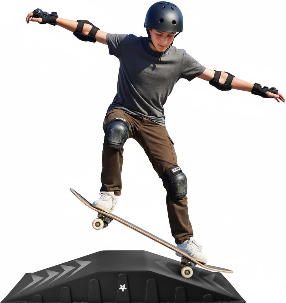 Yes4All Single-Piece Skateboard Ramp, Bike Ramp, Skate Ramp - Design for Beginners, More Durable, Safe, Capacity 220Lbs