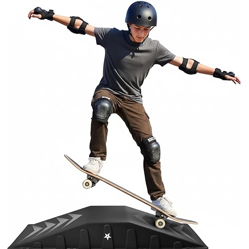Yes4All Single-Piece Skateboard Ramp, Bike Ramp, Skate Ramp - Design for Beginners, More Durable, Safe, Capacity 220Lbs