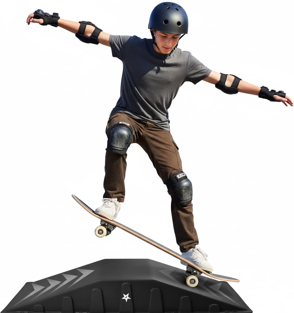 Photo 1 of Yes4All Single-Piece Skateboard Ramp, Bike Ramp, Skate Ramp - Durable & Designed for Beginners, Capacity 220Lbs - 44" Length
