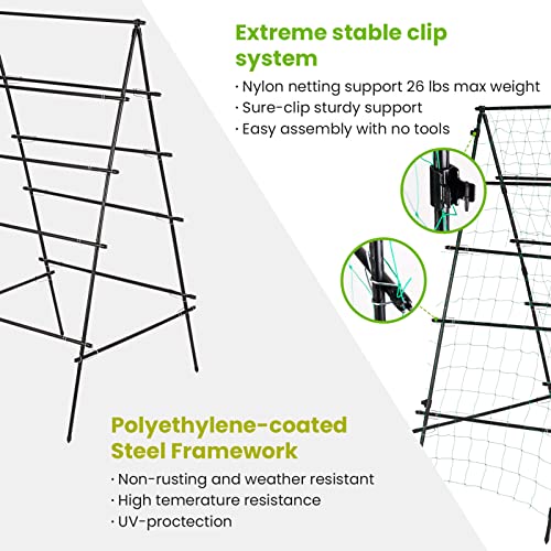 Lalahoni Garden Trellis For Climbing Plants Outdoor, 6Ft Tall Sturdy Metal Plant Support Tower Garden Vegetable Fruit Vine Cucumber Trellis For Garden A Frame Trellis, Lightweight, Black #TOP3