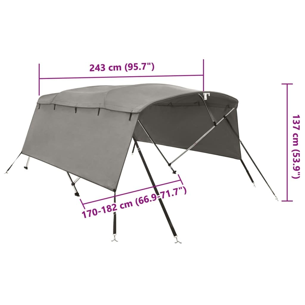 vidaXL Toit bimini à 4 arceaux parois latérales 243x(170-182)x137 cm