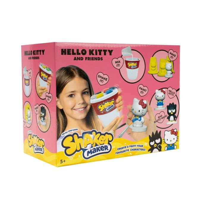 Kitty and Friends Shaker Maker Craft Set, Character Mould, Ages 5+, Includes 2 Moulds, 6 Paints and Brush