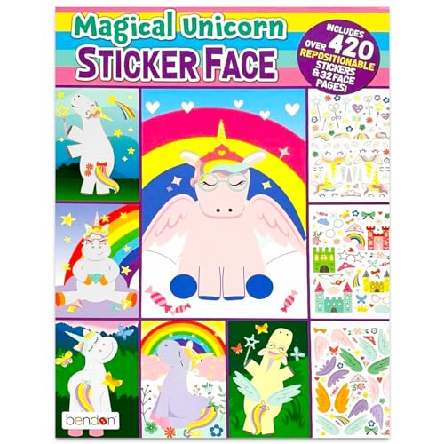 Bendon Magical Unicorn Sticker Book, 420 Stickers, 32 Unicorn Pages, Arts & Crafts, Kids Party Supplies