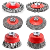 6 Stück Winkelschleifer Drahtbürsten Set, M14 Stahlbürste Akkuschrauber, 75/100 mm Drahtbürste Flex, Topfbürste Bohrmaschine, für Garten Unkraut und Moos