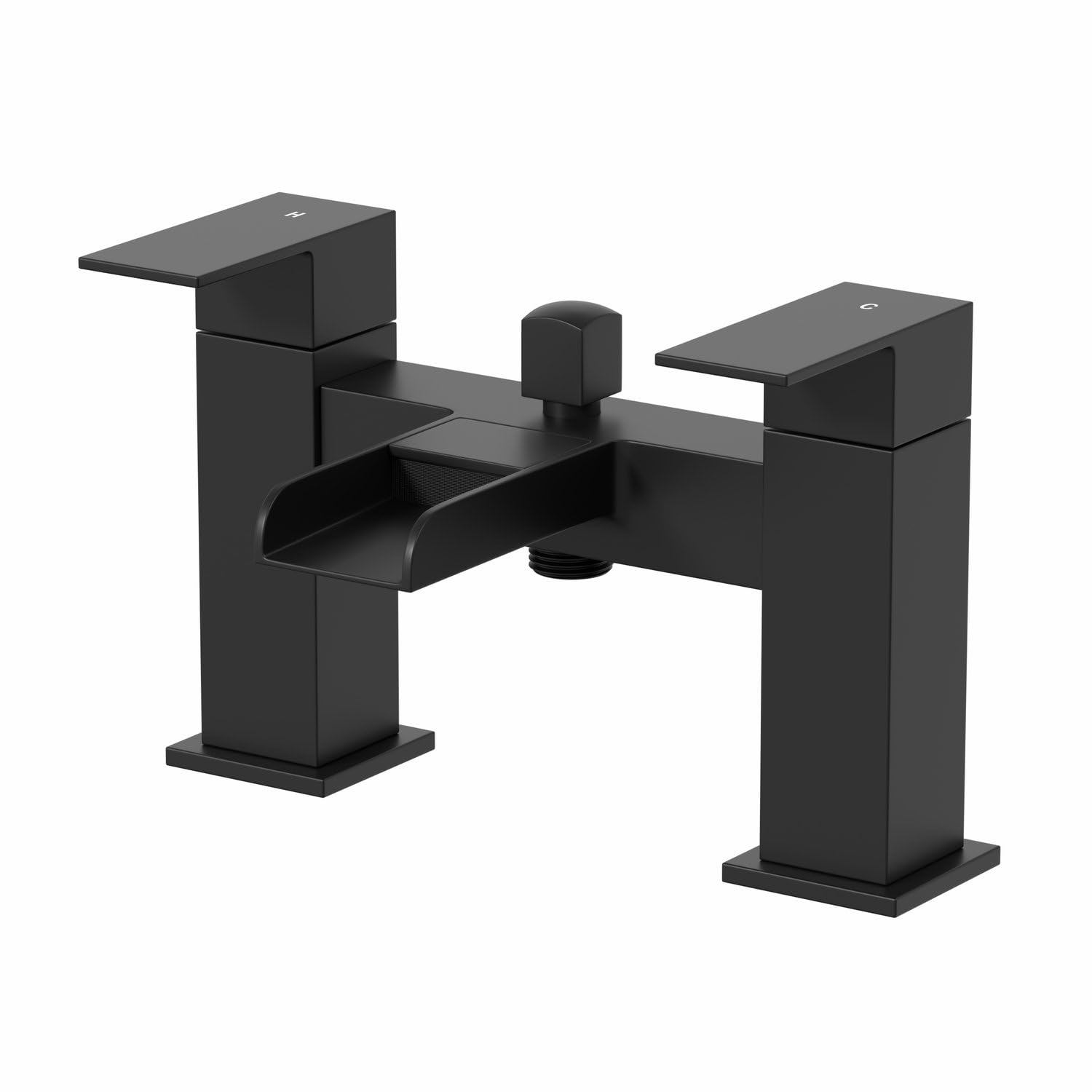 Architeckt® Dakota Bathroom Waterfall Bath Shower Mixer Tap No Attachments Square Twin Lever Handle for Bathtub Modern, Black