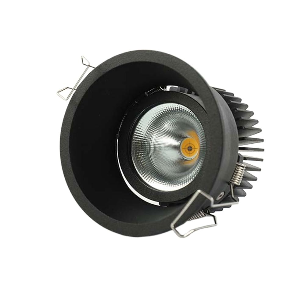 JKJZSALJ 3 Inch Led Recessed,7W,10W,12W,15W Cob Recessed Ceiling Light,3Cct Color Selectable 3000K-600K,Cri90,Black Baffle Trim,For Hallway Drawing Room Kitchen,4000K,7w-4000K