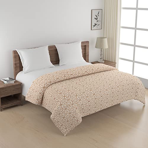 Image of Swayam AC Double Comforter (250 X 225 Cm) | 100% Cotton | 150 GSM | Geometric, Beige | Comes with Protective Health Layer