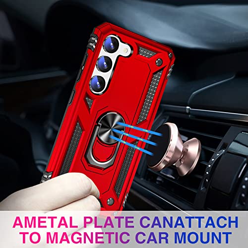Image of Vaki Cases for Samsung Galaxy S23 Case with Screen Protector [Military Grade Drop] Heavy Duty Rugged Shockproof Protective Cover for Samsung Galaxy S23 5G Phone Case with Ring Kickstand Red